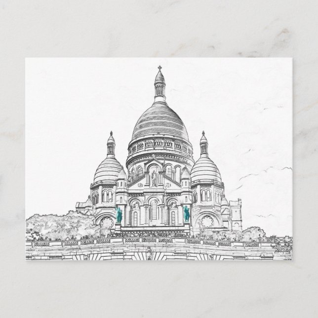 Sacre Coeur Basilica auf dem Montmartre-Hügel, Par Postkarte (Vorderseite)