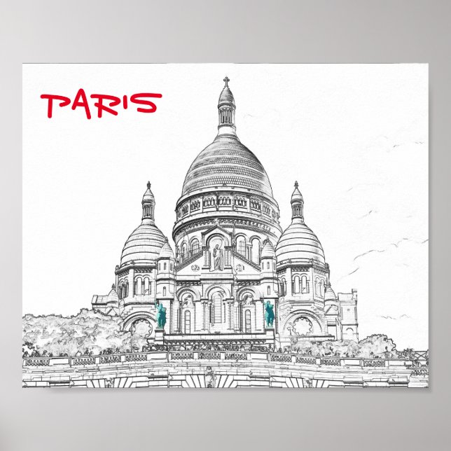 Sacre Coeur Basilica auf dem Montmartre, Paris Poster (Vorne)