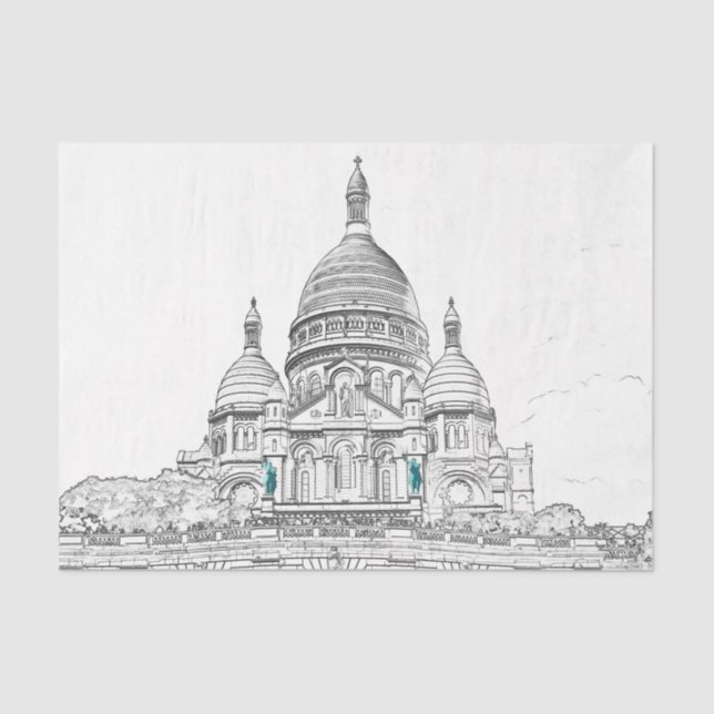 Sacre Coeur Basilica auf dem Montmartre, Paris Seidenpapier (Vorderseite)