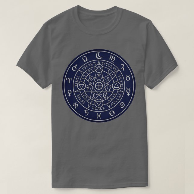 Sacred Alchemy Symbols Blue Design T-Shirt (Design vorne)