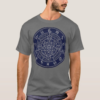 Sacred Alchemy Symbols Blue Design T-Shirt
