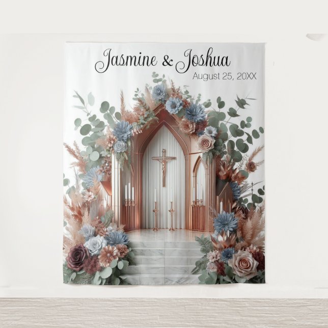 Sacred Bloom: A Moment of Grace Wedding Backdrop Wandteppich (Vorderseite)