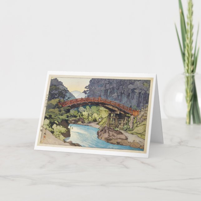 Sacred Bridge, Hiroshi Yoshida, Woodcut Karte (Vorderseite)