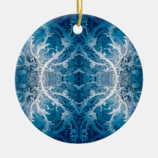 Sacred Cosmic Flow - Blue Silver Symmetrie Keramik Ornament