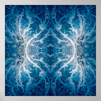 Sacred Cosmic Flow - Blue Silver Symmetrie Poster