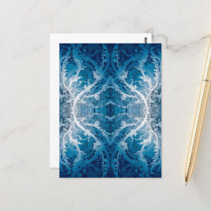 Sacred Cosmic Flow - Blue Silver Symmetrie Postkarte