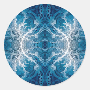 Sacred Cosmic Flow - Blue Silver Symmetrie Runder Aufkleber