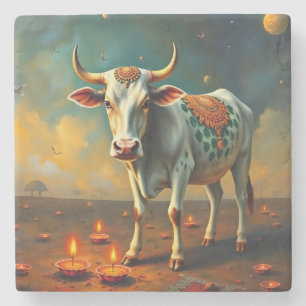 Sacred Cow Diwali Table Accent Steinuntersetzer