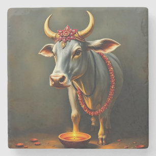 Sacred Cow Diwali Table Accent Steinuntersetzer