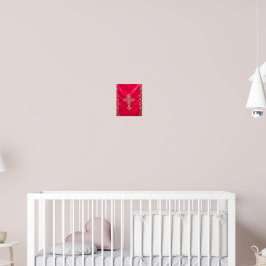 Sacred Crimson: Embroidered Orthodox Cross Poster