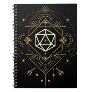Sacred D20 Dice Minimalistisch Geometry Tabletop R Notizblock