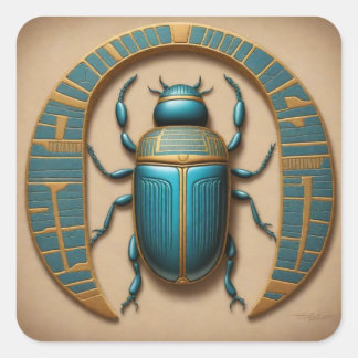 Sacred Egyptian Scarab Quadratischer Aufkleber