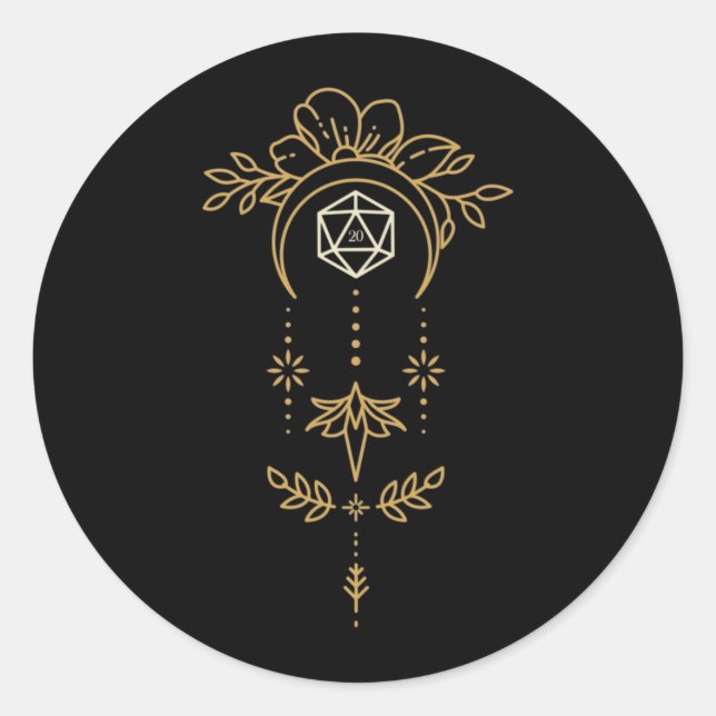 Sacred Geometry D20 Dice Tabletop RPG Runder Aufkleber (Vorderseite)