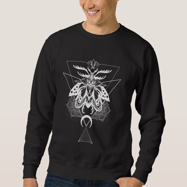 Sacred Geometry Death Moth Gothic Pagan Witchcraft Sweatshirt (Vorderseite)