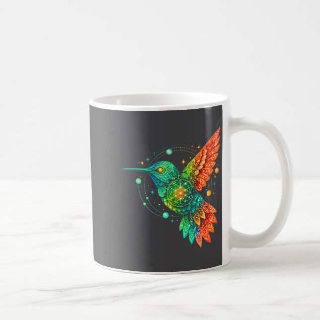 Sacred Geometry Hummingbird Mystic Celestial Desig Kaffeetasse (Rechts)