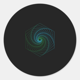 Sacred Geometry - LineArt Blue und Green Runder Aufkleber