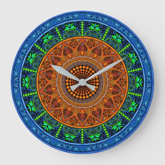 Sacred Geometry Mandala Clock Große Wanduhr (Vorderseite)
