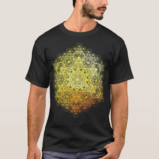 Sacred Geometry Metatron Cube Transcendence Gold S T-Shirt (Vorderseite)