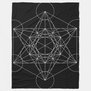 Sacred Geometry: Metatron's Cube Black & White Fleecedecke