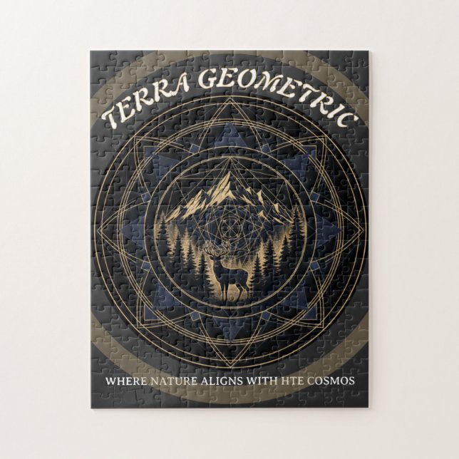 Sacred Geometry Nature Fusion • Mountains & Forest Puzzle (Vertikal)