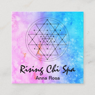 ** Sacred Geometry Reiki Yoga Wasserfarbe Quadratische Visitenkarte
