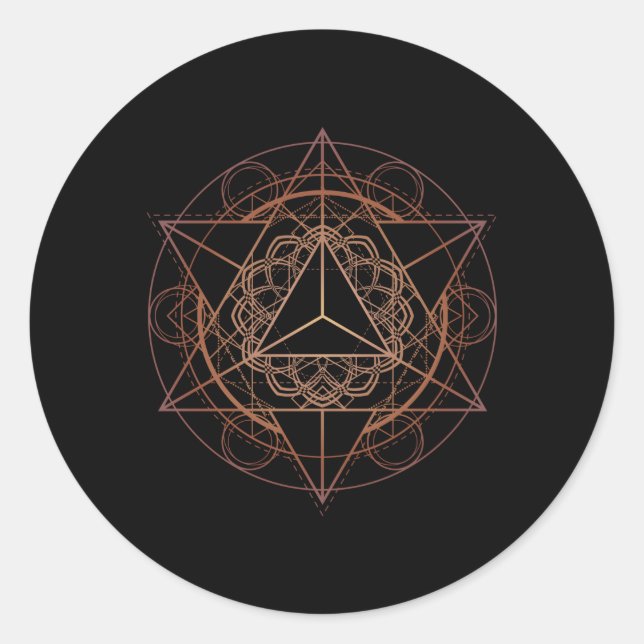 Sacred Geometry Star Tetrahedron Merkaba Runder Aufkleber (Vorderseite)