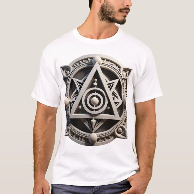 Sacred Geometry Stone Mandala T-Shirt (Vorderseite)