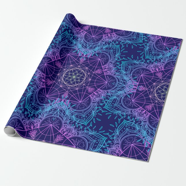Sacred Geometry Symbols in Mandala seamless patter Geschenkpapier (Ungerollt)