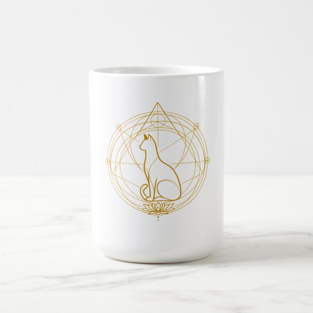 Sacred guardian feline Temporary Tattoos Kaffeetasse (Mittel)