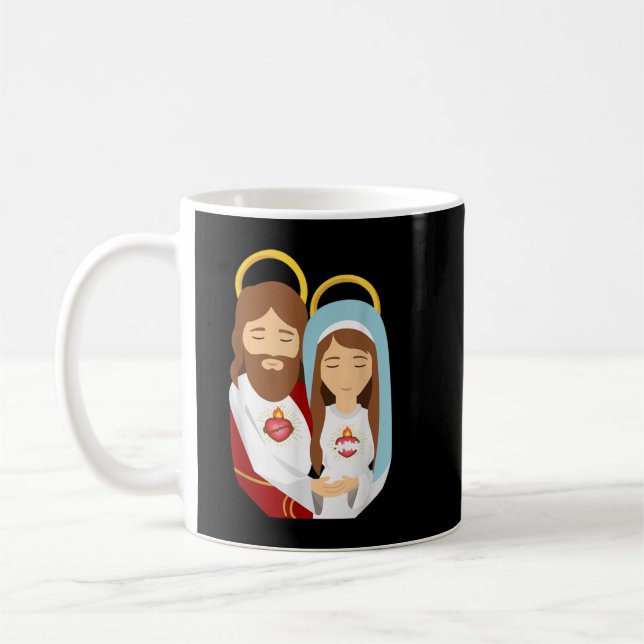Sacred Heart and Immaculate Heart Picture Jesus an Kaffeetasse (Links)
