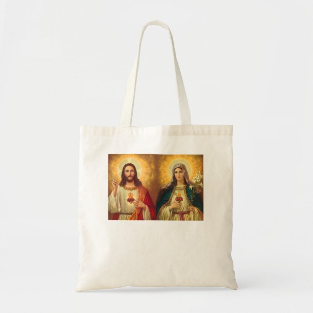 Sacred Heart and Immaculate Heart Picture Jesus an Tragetasche (Vorne)