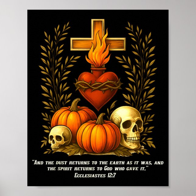 Sacred Heart Halloween Jesus Skulls Pumpkins Chris Poster (Vorne)