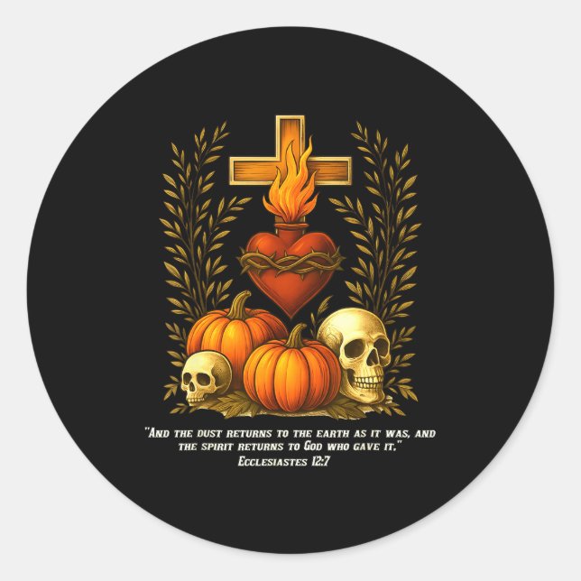 Sacred Heart Halloween Jesus Skulls Pumpkins Chris Runder Aufkleber (Vorderseite)
