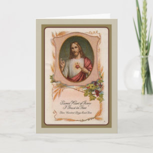 Sacred Heart Jesus Catholic Condolence Thank You Dankeskarte