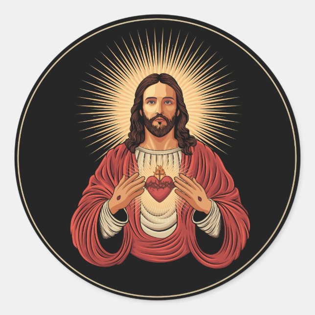 Sacred heart of Jesus Christ. Runder Aufkleber (Vorderseite)