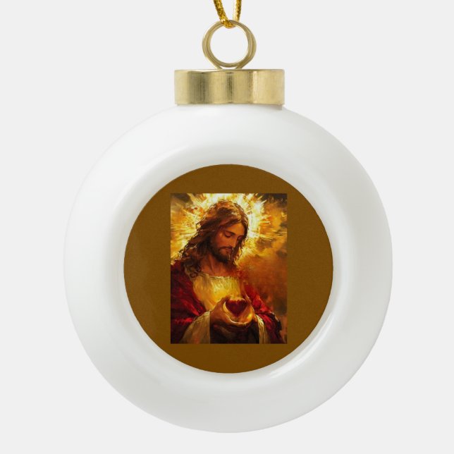 Sacred Heart of Jesus  Keramik Kugel-Ornament (Vorderseite)