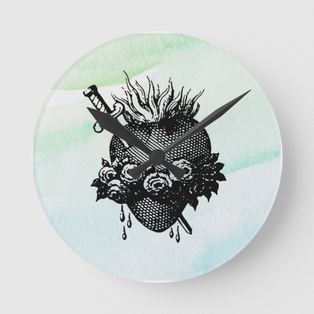 Sacred Heart of Mary Round Clock Runde Wanduhr (Vorderseite)
