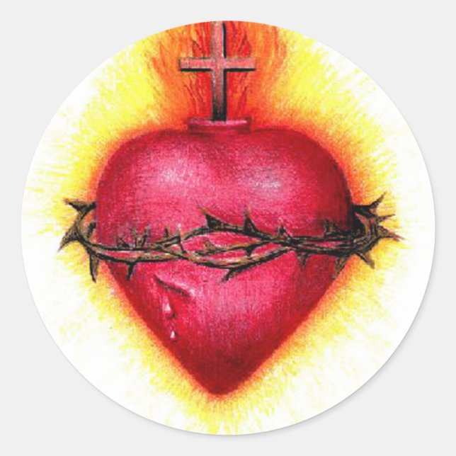 Sacred Heart Runder Aufkleber (Vorderseite)