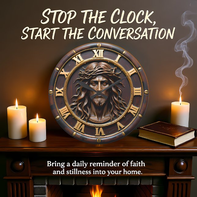 Sacred Heart Savior Portrait Große Wanduhr (Von Creator hochgeladen)