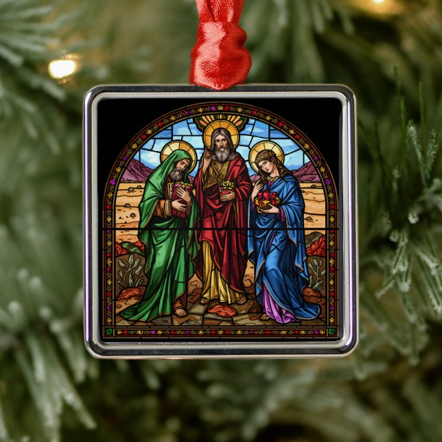 Sacred Hearts Stained Glass Christmas Ornament Aus Metall (Baum)