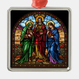 Sacred Hearts Stained Glass Christmas Ornament Aus Metall