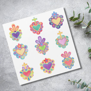 SACRED HEARTS, WATERCOLOR, mexico, mexikanisches V Magnetkarte