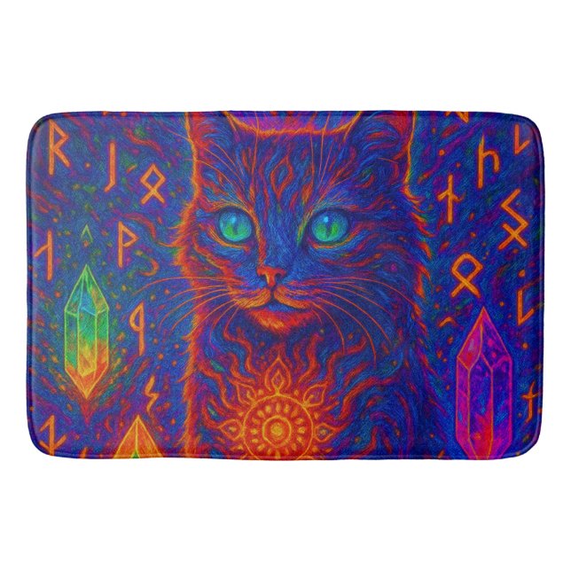 Sacred Neon Cat Badematte (Vorderseite)