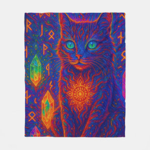 Sacred Neon Cat Fleecedecke
