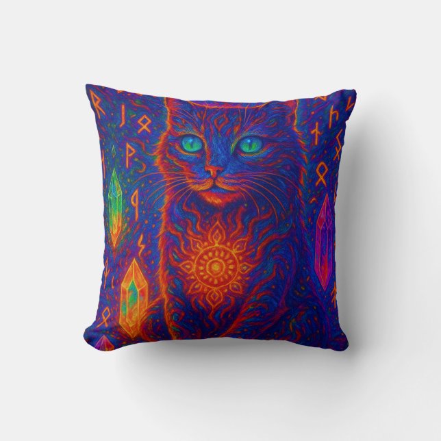 Sacred Neon Cat Kissen (Vorderseite)