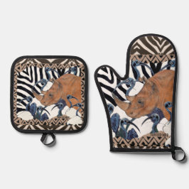 Sacred Rhino Ofenhandschuh & Topflappen-Set