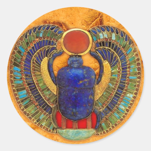 Sacred Scarab vom antiken Ägypten Runder Aufkleber (Vorderseite)