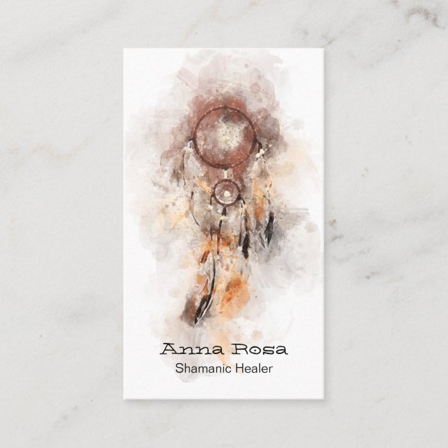 *~ Sacred Shamanic Dream Catcher QR Tribal Shaman Visitenkarte (Vorderseite)