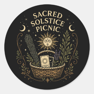 Sacred Solstice Picnic Litha Runder Aufkleber