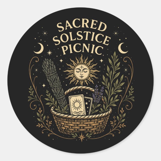 Sacred Solstice Picnic Litha  Runder Aufkleber (Vorderseite)